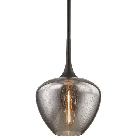 West End Suspension à 1 Lumière Vintage Bronze, Verre