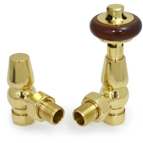 West Eton Traditional Angled Manual Radiator Valve and Lockshield - Brass