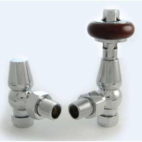 West Eton Traditional Angled Manual Radiator Valve and Lockshield - Chrome