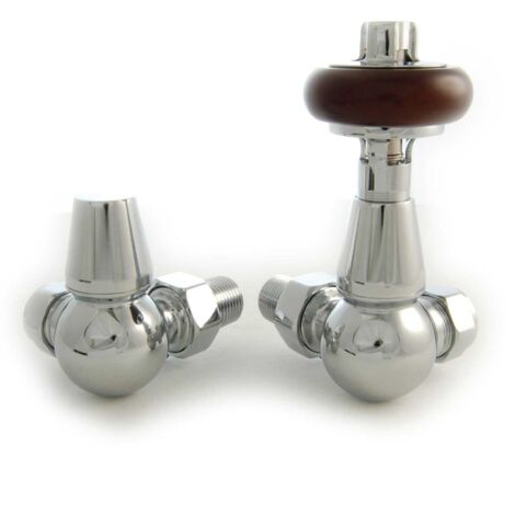 West Eton Traditional Corner Manual Radiator Valve and Lockshield - Chrome