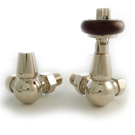 West Eton Traditional Corner Manual Radiator Valve and Lockshield - Nickel