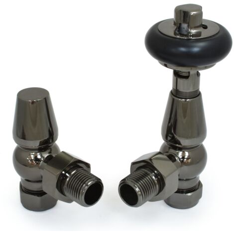 West Faringdon Angled Thermostatic Radiator Valve and Lockshield - Black Nickel