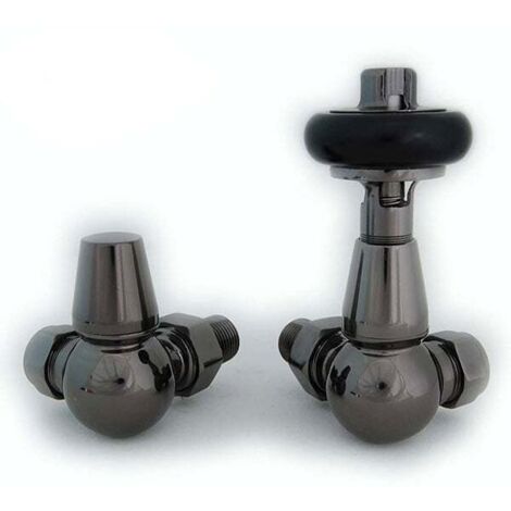 West Faringdon Corner Thermostatic Radiator Valve and Lockshield - Black Nickel