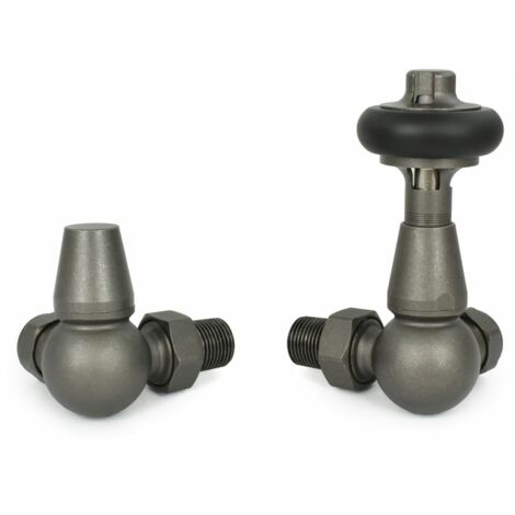 West Faringdon Corner Thermostatic Radiator Valve and Lockshield - Light Pewter