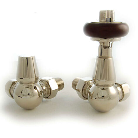 West Faringdon Corner Thermostatic Radiator Valve and Lockshield - Nickel