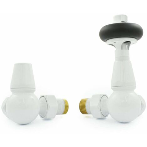 West Faringdon Corner Thermostatic Radiator Valve and Lockshield - White