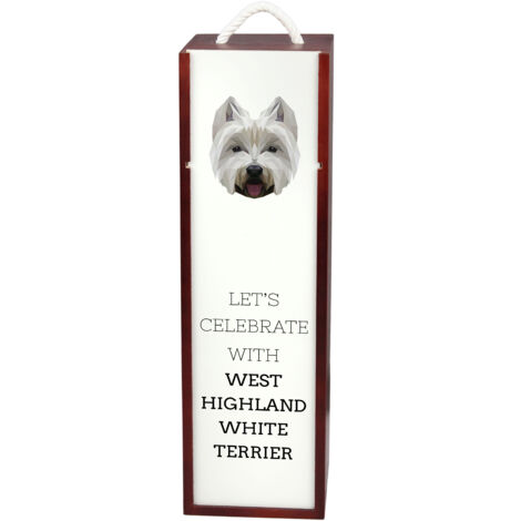 West Highland White Terrier, Westie - boîte à vin géométrique avec photo et inscription par Art-Dog