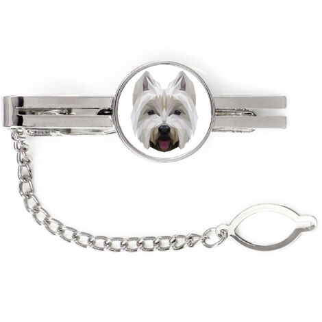 West Highland White Terrier, Westie - fermacravatta geometrico con foto e scritta Art-Dog