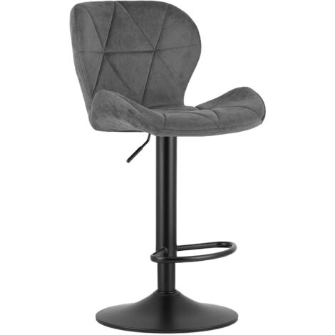 WEST Hocker – grauer Samt / schwarzes Gestell