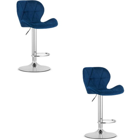 WEST Hocker – marineblauer Samt / Chromgestell x 2