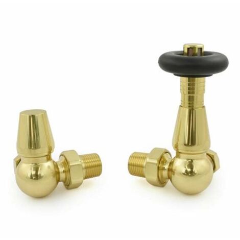 West Jaguar TRV Corner Thermostatic Radiator Valve and Lockshield - Brass