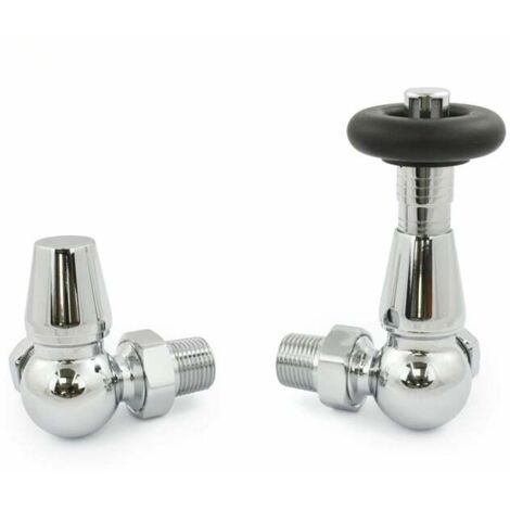 West Jaguar TRV Corner Thermostatic Radiator Valve and Lockshield - Chrome