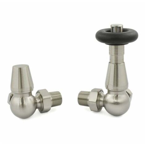 West Jaguar TRV Corner Thermostatic Radiator Valve and Lockshield - Satin Nickel