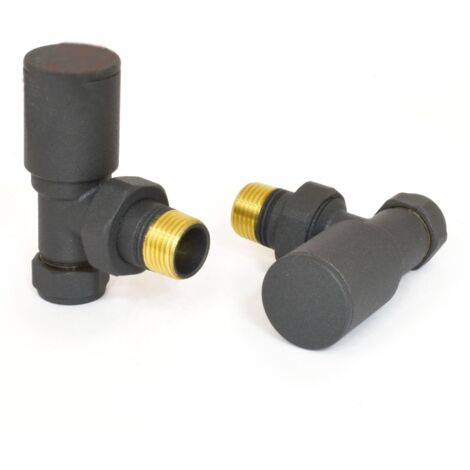 West Milan Angled Radiator Valves Pair - Anthracite