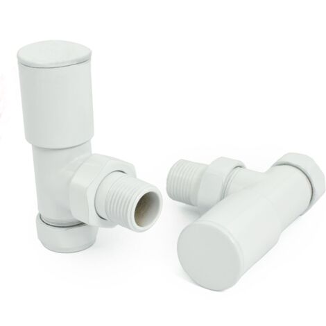 West Milan Angled Radiator Valves Pair - White