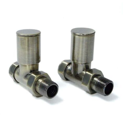 West Milan Straight Radiator Valves Pair - Antique Brass