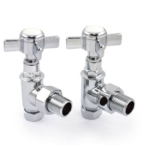 West Westminster Crosshead Angled Radiator Valves Pair - Chrome