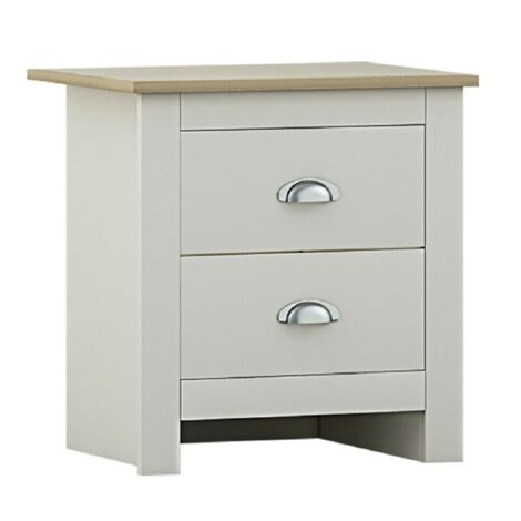 main image of "Westbury Traditional 2 Drawer Bedside Cabinet - Matt Cream & Light Oak - Cream"