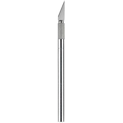 WESTCOTT 84010 00 SCALPEL AVEC POIGNÉE EN MÉTAL ET LAME INTERCHANGEABLE, 12 CM, ARGENT E-84010 00