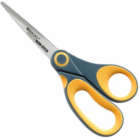 WESTCOTT E-33681 00 FORBICI SOFTGRIP IN NITRURO DI TITANIO NON STICK, GRIGIO/GIALLO, 25 CM