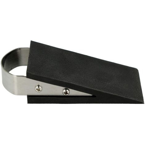 Westcott Fermaporta a forma di cuneo nero  Fermaporta in gomma con maniglia in acciaio inossidabile  Base antiscivolo  12 cm x 5 cm x 3 cm  E-19000 00
