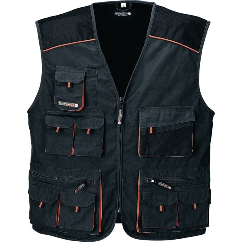 Weste Größe 50 dunkelgrau/schwarz/orange