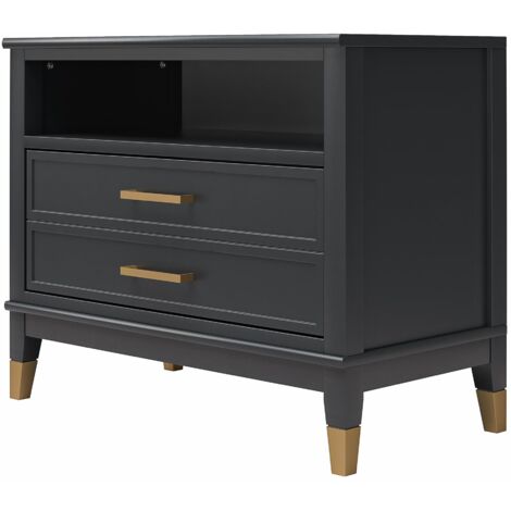 Westerleigh-Table de chevet avec 1 tiroir en MDF noir