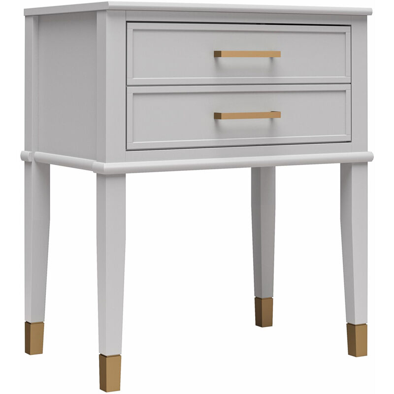 Westerleigh Table de chevet avec 1 tiroir en mélaminé gris clair