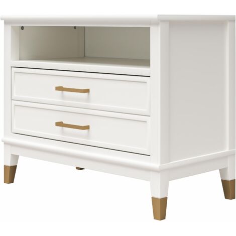 Westerleigh-Table de chevet avec 1 tiroir et 1 étagère en blanc