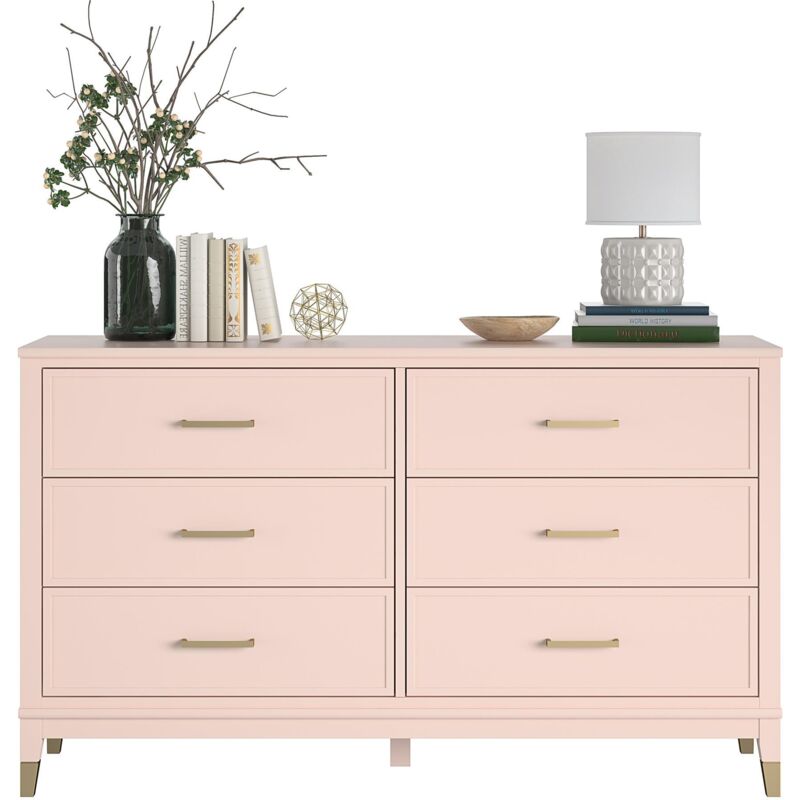 Dorel Home Kommode "Westerleigh" mit 6 Schubladen, MDF, Beine aus Massivholz, Höhe 85 cm, Breite 145 cm