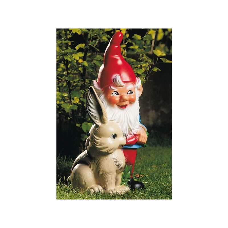 Nain de jardin avec lapin 30 cm Omü