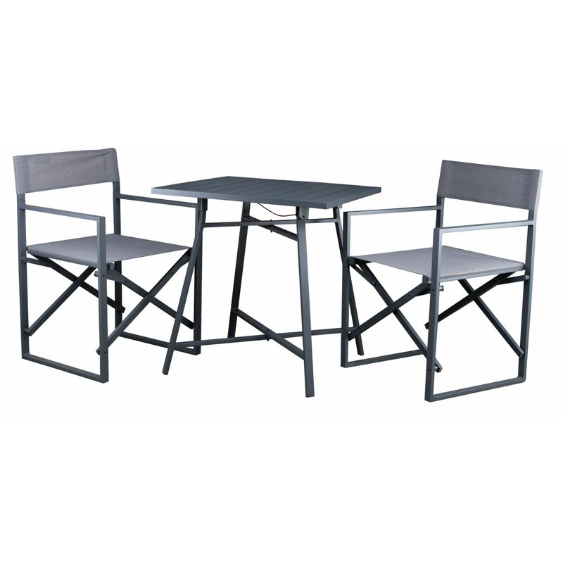 Aluminium-Balkonset anthrazit 2 x Sessel, Tisch 70 x 70 cm Loungemöbel & Sitzgruppen - Westfield