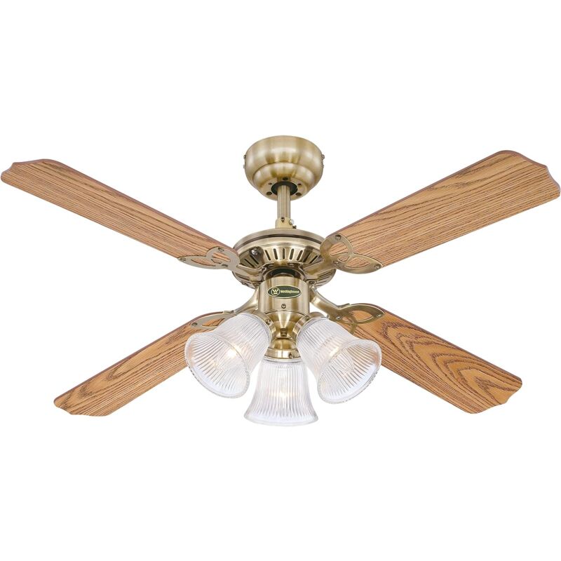 Image of Ceiling Fan Princess Trio Antique Brass