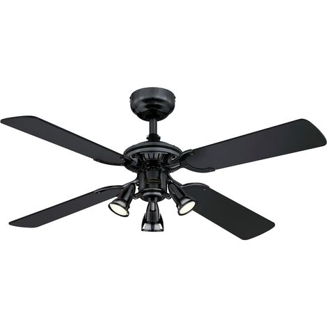 Westinghouse Lighting 73061 Princess Euro, ventilatore da soffitto tradizionale con luce, 105 cm, finitura in grigio canna di fucile, tre faretti