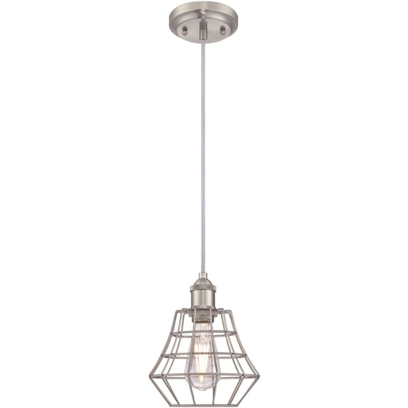 Suspension Nathan Nickel brossé Cage carré 1 Ampoule