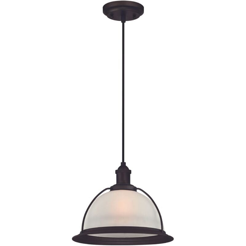 Suspension retro Bronze et Verre Opale 1 Ampoule