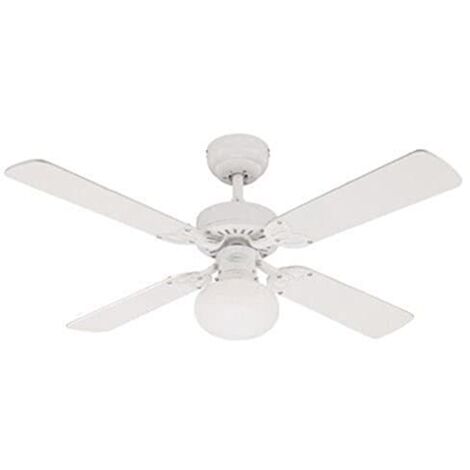 Westinghouse Ventilatore A Soffitto Vegas E27, 60 W, Finitura, Pale In Bianco, Pino Chiaro, 41.34 x 41.34 x 17.4 Cm