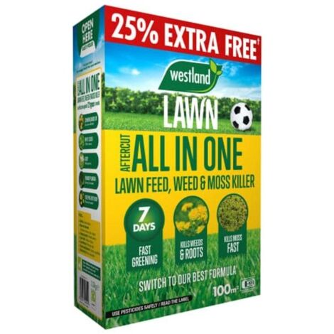 Westland Aftercut All In One Lawn Feed Weed & Moss Killer 80m Box + 25% Extra