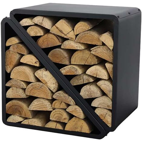 Westmann acier Étagère à bois de cheminée Stockage de bois noir