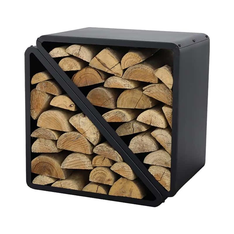 Acier Étagère à bois de cheminée Stockage de bois noir 57x36x56 cm - Westmann