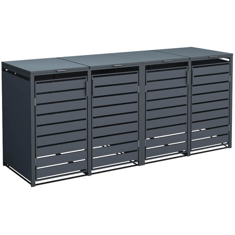 Westmann Box pour poubelles en métal 4er Kubus  4x240 L  Anthracite  264x80x116 cm