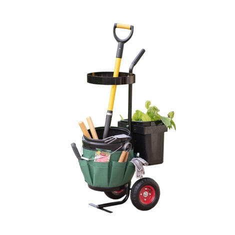 Westmann Chariot de jardin en métal Universal Noir/Vert 40x56x104 cm