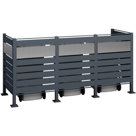 Westmann Habillage métallique pour conteneur à déchets Planum  3x240 L  Anthracite Mix  250x90x120 cm