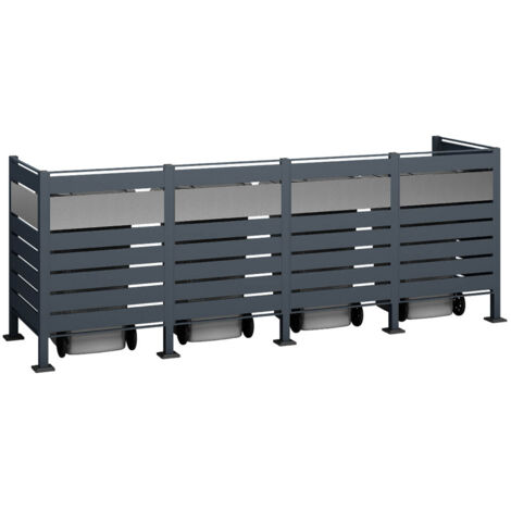 Westmann Habillage métallique pour conteneur à déchets Planum  4x240 L  Anthracite Mix  330x90x120 cm