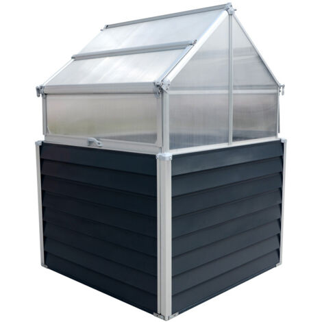 Westmann Metall Hochbeet "Store & Grow" mit verstellbaren Dachpaneelen, anthrazit, 120 x 120 x 169 cm (L x B x H)