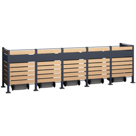 Westmann Metall Mülltonnenverkleidung Planum  5x240 L  Holzoptik  400x90x120 cm