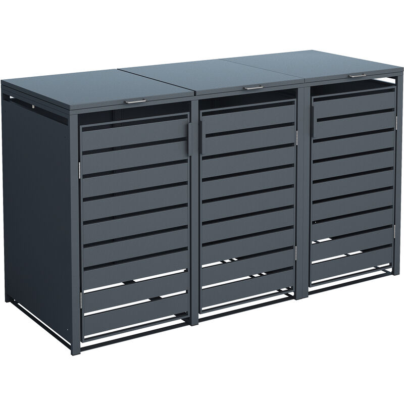 Westmann - Mülltonnenbox 3-fach Mit Deckel, Anthrazit, 200 X 80 X 116 Cm (b X T X H)