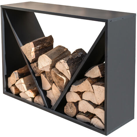 Westmann modernes Kaminholzregal aus Stahl, schwarz, 114 x 35 x 80 cm (L x B x H)