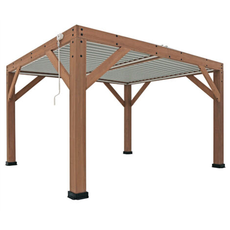 Westmann Pergola Karl mit Lamellendach, braun, 396 x 335 x 251 cm (B x T x H)