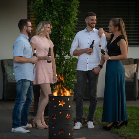 Westmann Stahl Feuerstelle Feuertonne  Schwarz  36x36x65 cm